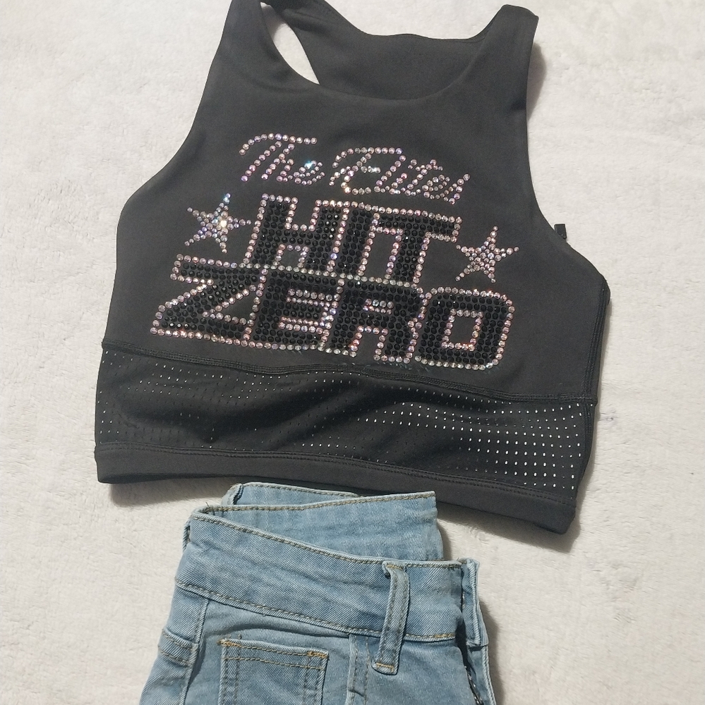 GK Black Kids Tank Top with Rhinestone Accents